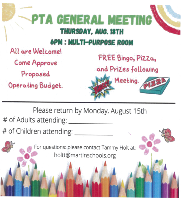 August PTA meeting