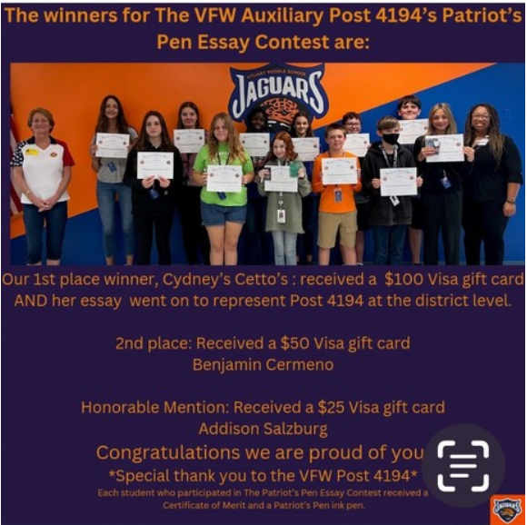 Pen Essay Contest for VFW Auxiliary Post 4194