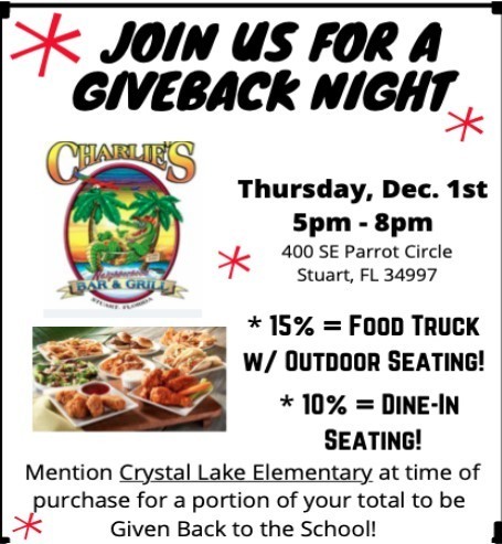 flyer for Give Back Night