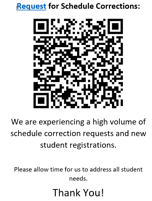 QR Code for Schedule Correction Request