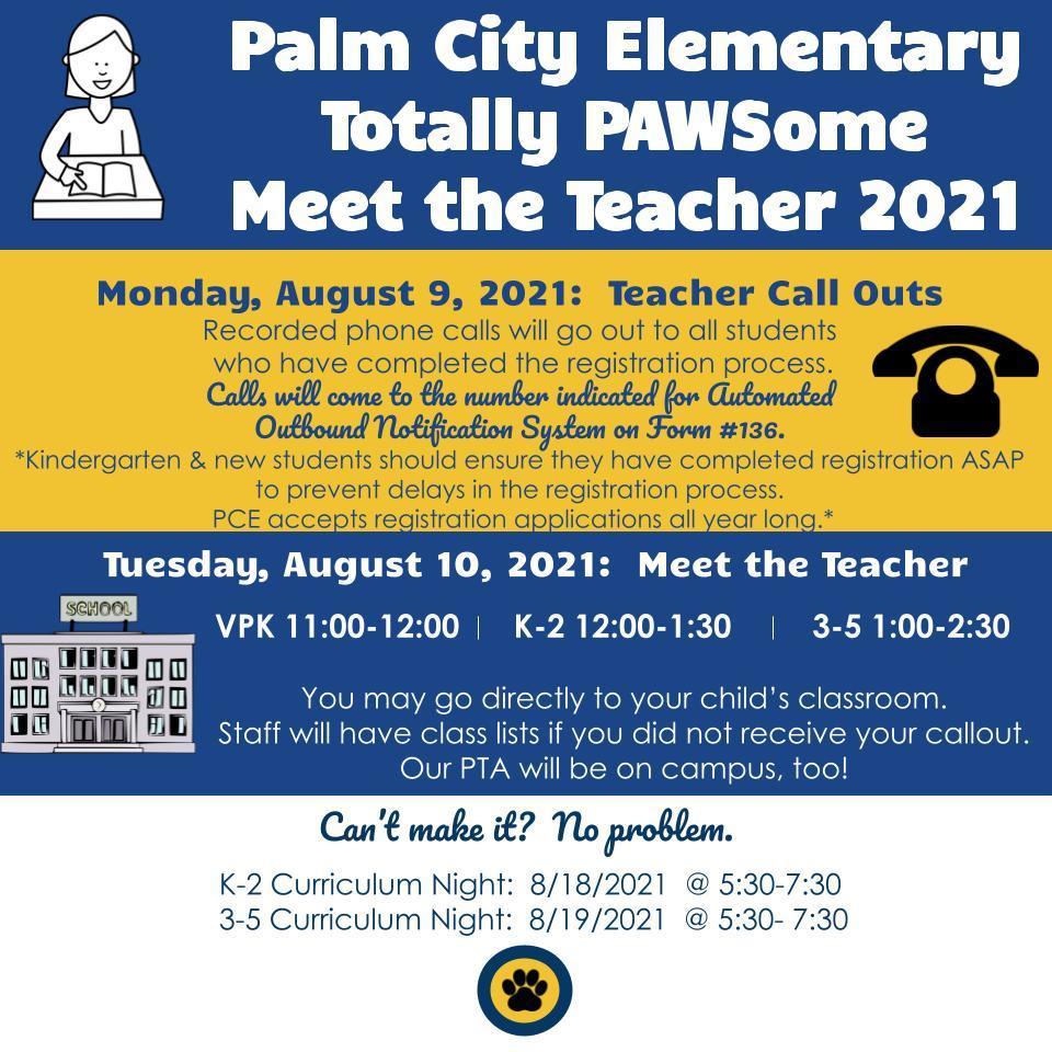 Meet The Teacher 2021 Palm City Elementary School