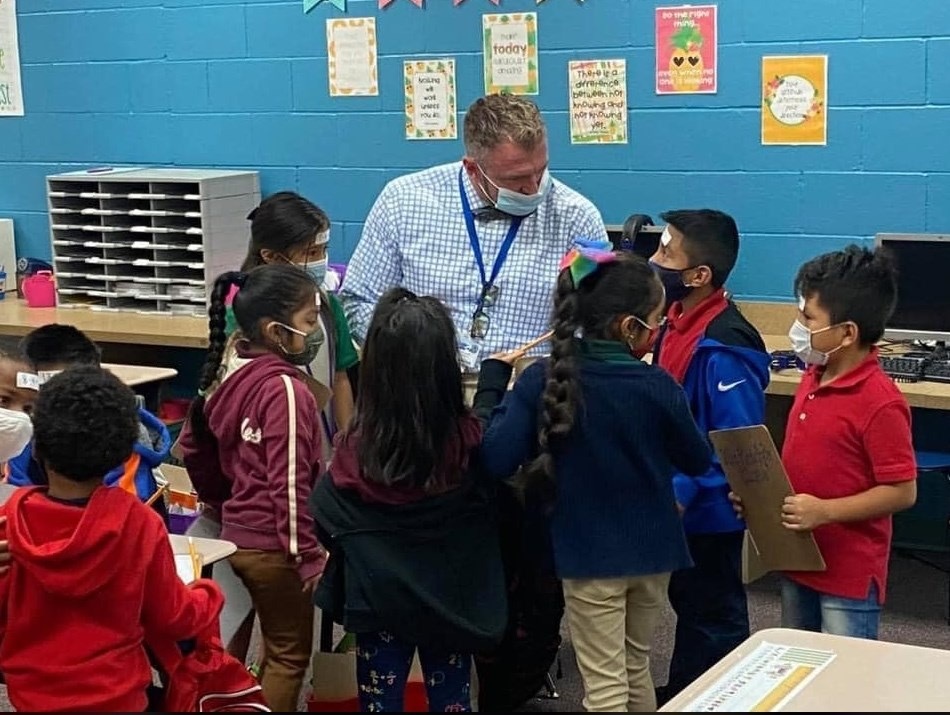 Millay with students