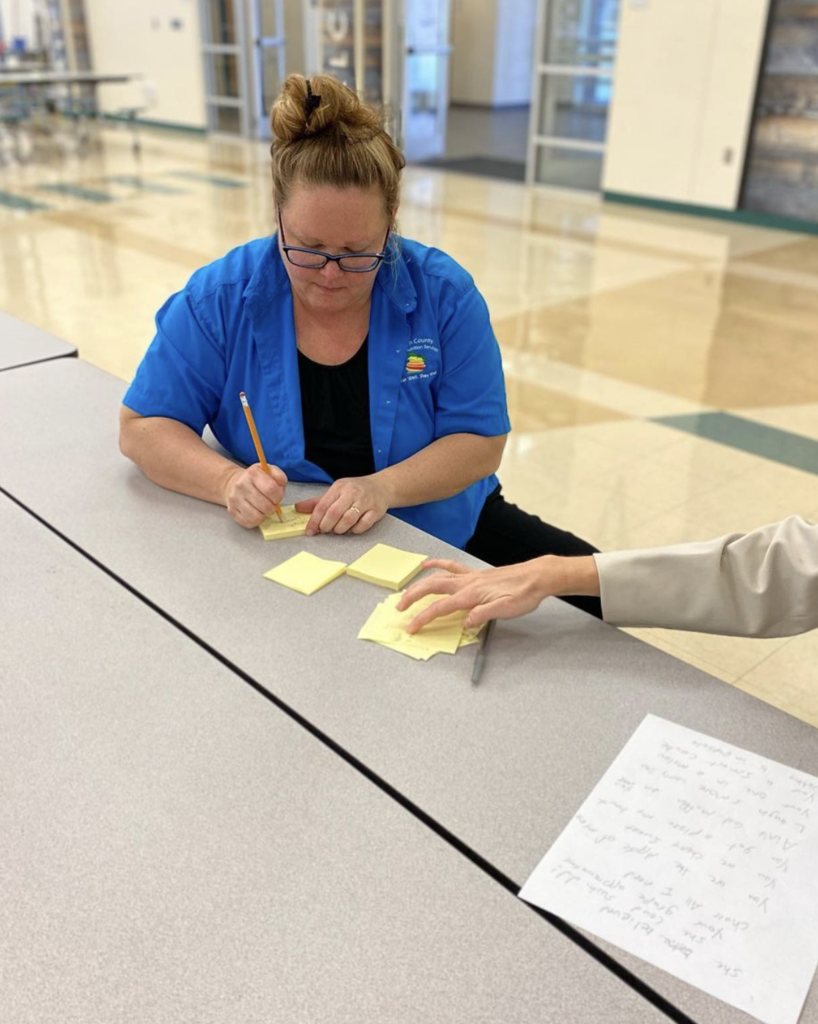 JBHS Cafeteria Manager Jessica Lam writes compliments for students