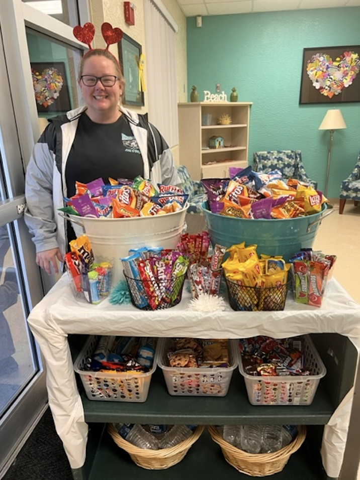 Jessica Lam serves up snacks for Falcon teammates