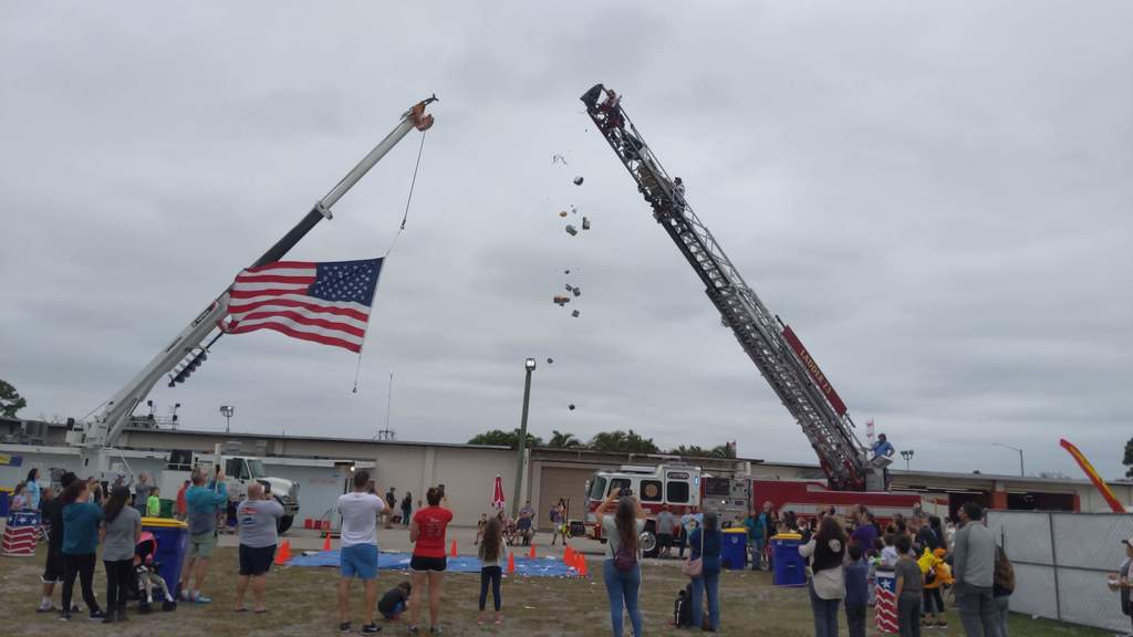 MArtin County Fire and Rescue drops eggs in protection devices created by MCSD students