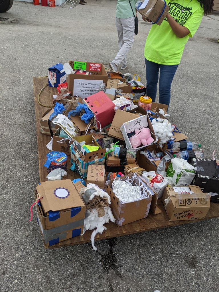 MArtin County Fire and Rescue drops eggs in protection devices created by MCSD students