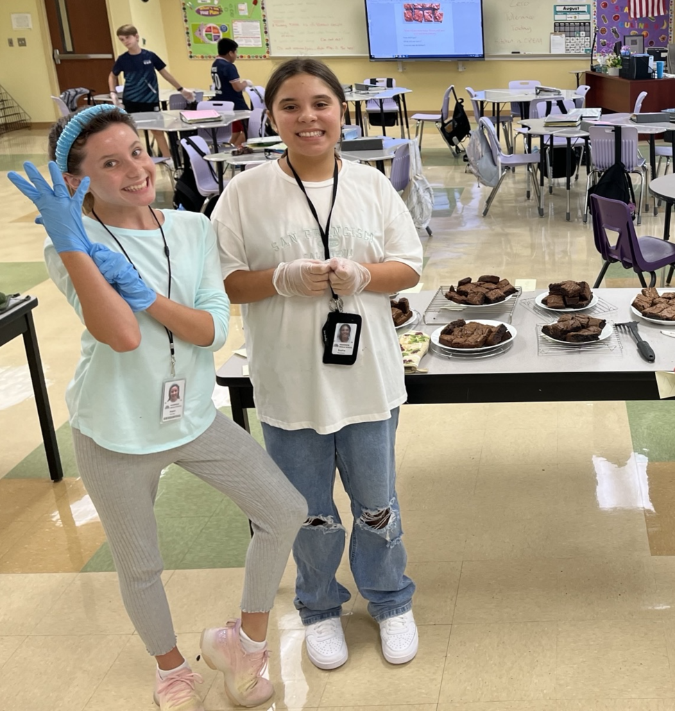 CTE students at AMS learn how to bake brownies